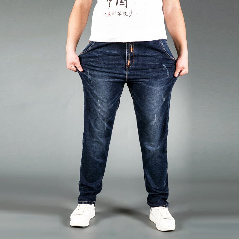 Grote maten jeans heren losse broek casual grote mannen broek elastische taille jong plus dikke losse versie van grote broeken