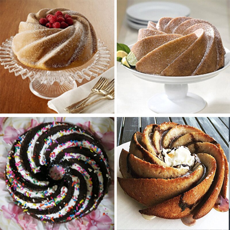 9 Inch Fluted Round Silicone Baking Molds Pan Oven Roasting Non-Stick Bundt Cake Mousse Bread Pan Grade Silicone Bundt Tins