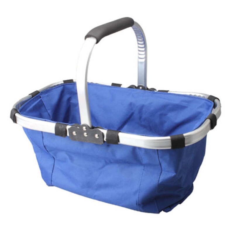 Foldable Eco Shopping Basket Carry Bag Folding Aluminium Frame Eco-friendly Collapsible Grocery Picnic Storage Basket