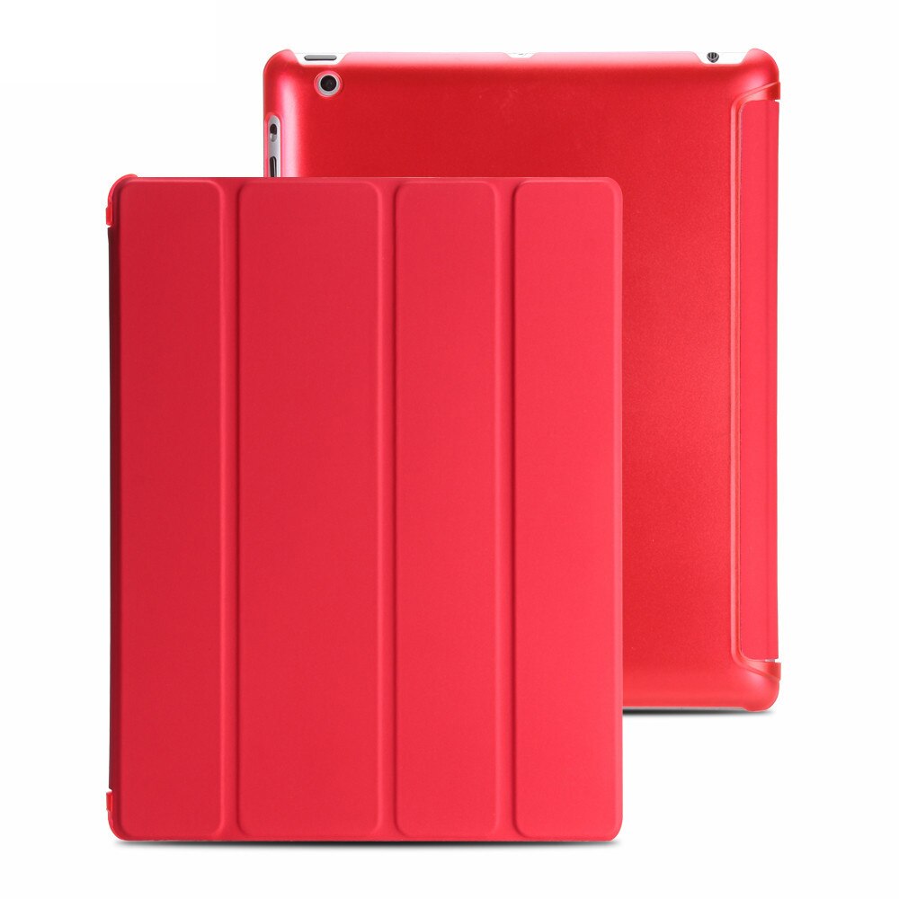 Dla iPad 2 3 4 etui skórzane etui z klapką dla iPad 2 etui A1396 inteligentny stojak uchwyt Funda dla iPad 4 etui A1458 A1460: Czerwony