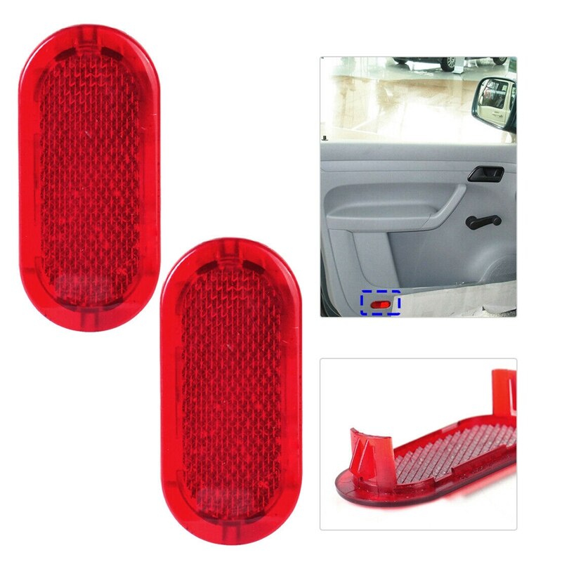 AU04 -2Pcs Red Binnendeur Panel Waarschuwingslampje Cap Reflector Voor Polo Beetle Caddy Touran 6Q0947419