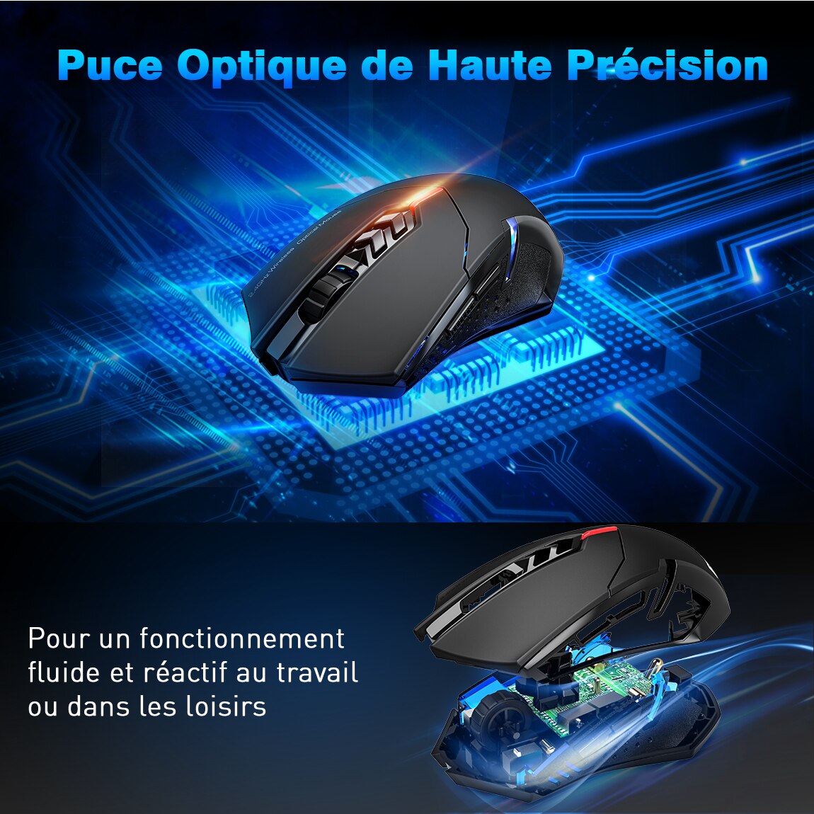 VicTsing Wireless Gaming Mouse Color Backlit 2400 DPI 7 Programmable Buttons Gamer for Dota