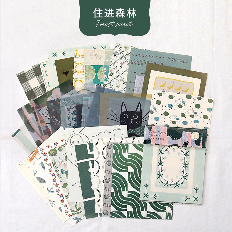 Papel de fondo para manualidades, 30 Uds. De animales del bosque, mezcla de Material, papel, planificador, álbum de recortes, Vintage, decorativo: C