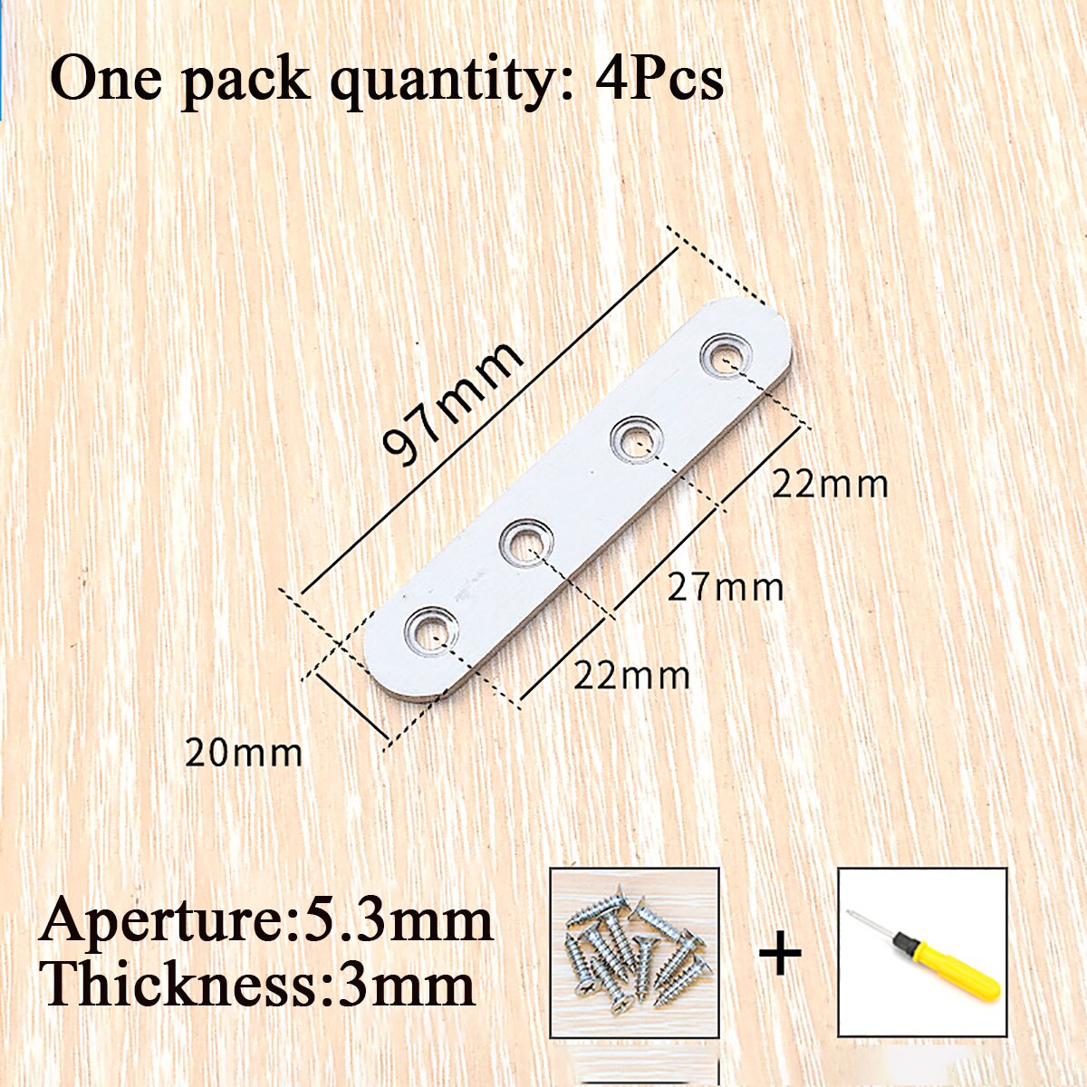 1/2/4/10Pcs Roestvrij Stalen Rechte Stuk Corner Connector Voor Versterkte Vaste Board Meubels Hardware aansluiting Accessoires: 97x20(4Pcs)