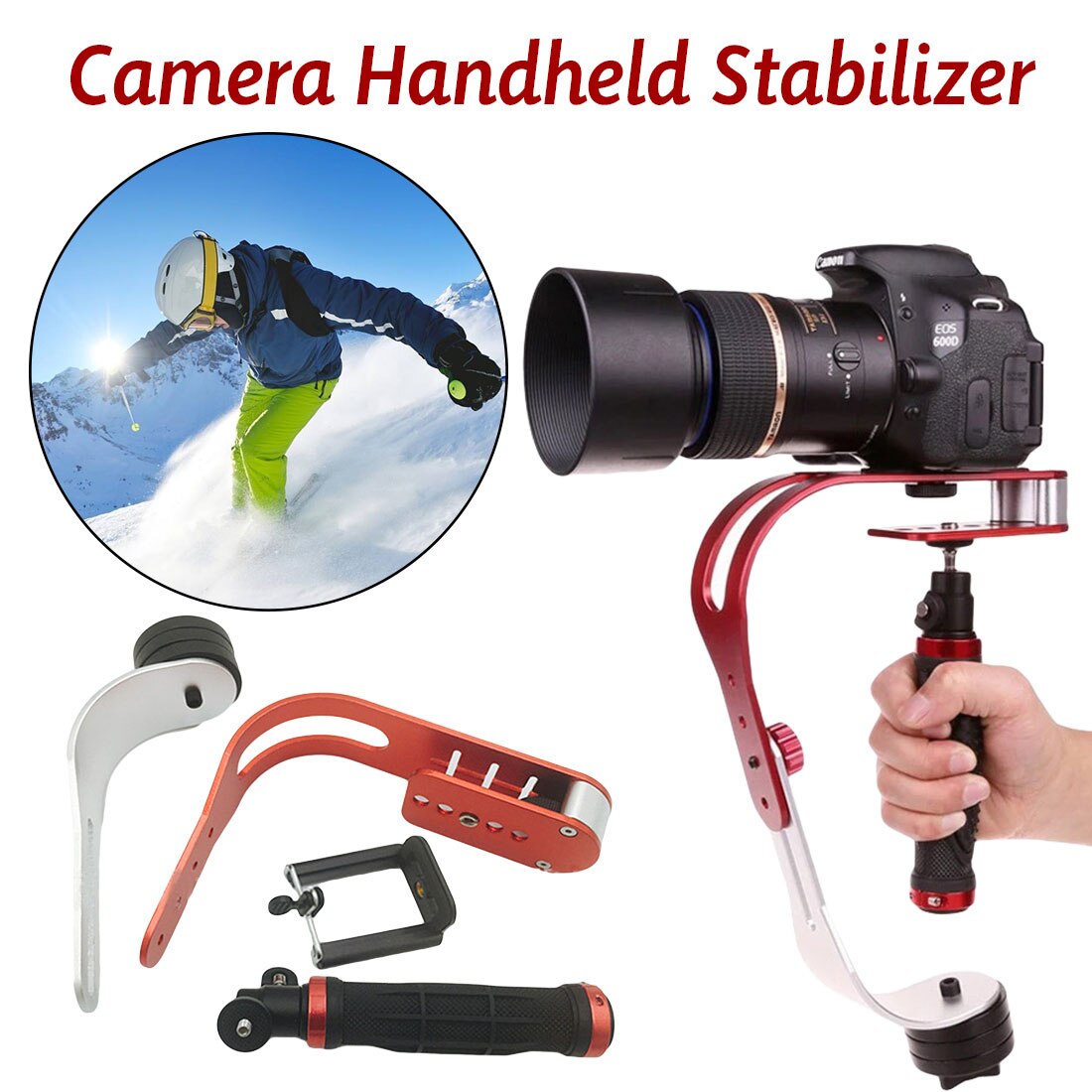 Universal Red Alloy Aluminum Mini Handheld Digital Camera Stabilizer Video Steadicam Mobile DSLR 5DII Motion DV Steadycam