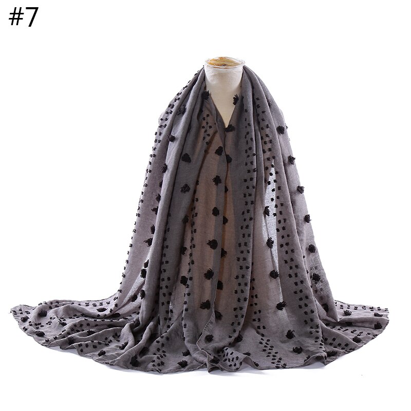 1 Pc Viscose Effen Oversize Shalws Moslim Hijab Lady Gerimpelde Wraps Vrouwen Mode Sjaals Lange Hoofd Uitlaat Islamitische Sjaal: color 7