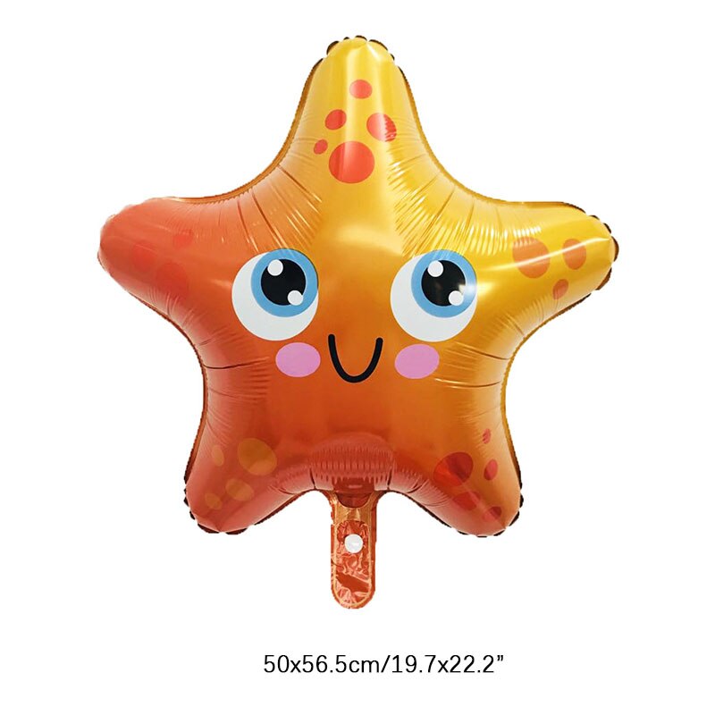 6Pcs Cartoon Seahorse Foil Balloons Crab Dolphin Marine Animal Balloons Kids Octopus Starfish Cosplay Party Props Decor: Starfish