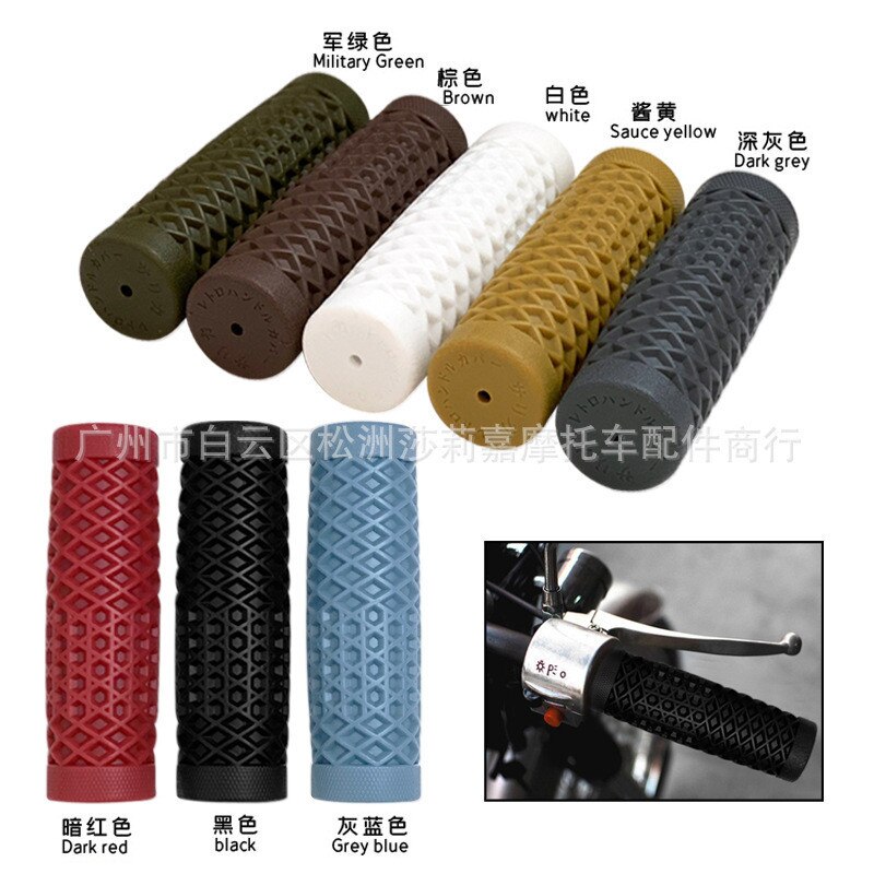 Cafe Race Motorcycle Handlebar Grip Retro Rubber Handle Bar Non Slip Unviersal Vintage Grip 22MM 7/8" handlebar cafe racer moto