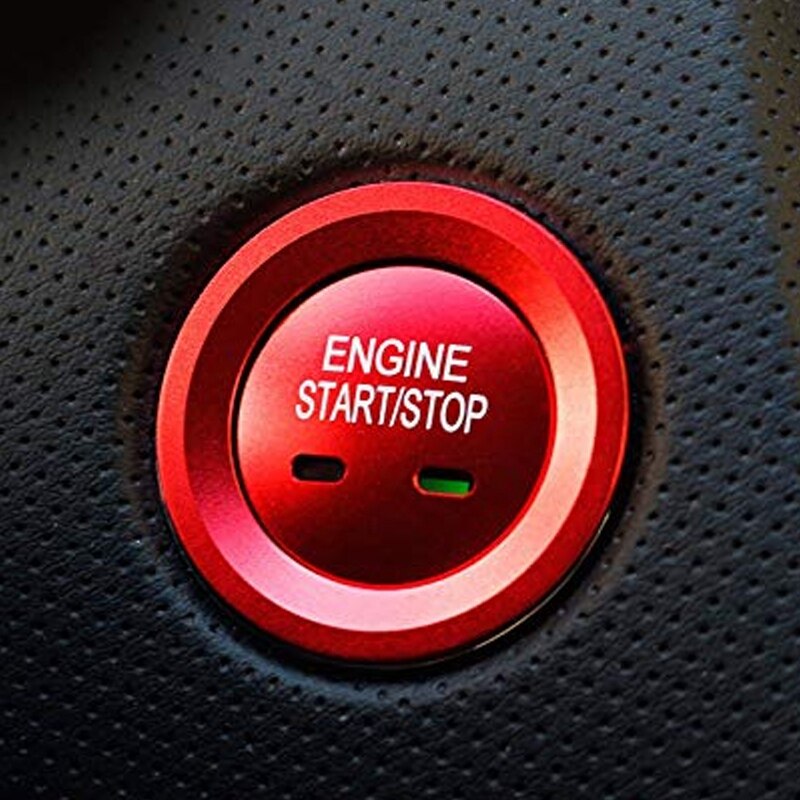 Rode keyless engine startknop en omringende ring voor cadillac chevy , 2pc aluminium ring/cover set