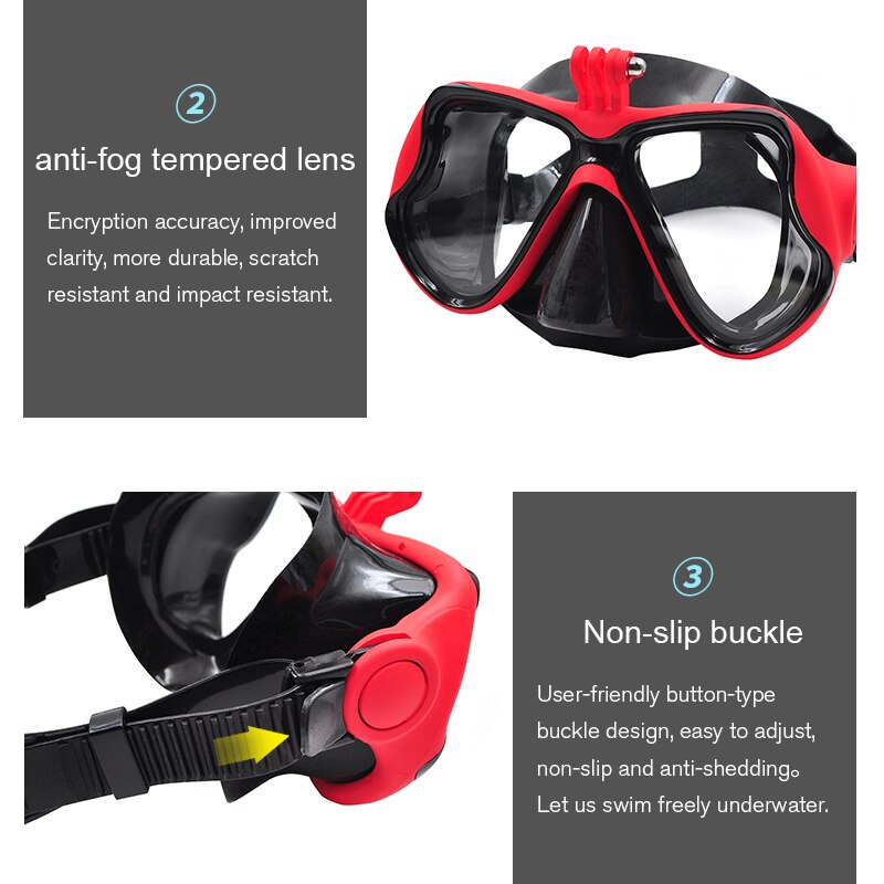 Undervands kamera dykkermaske svømmebriller til dji osmo action / gopro // sjcam sport / action kamera