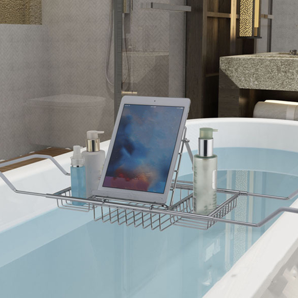 Telescopic Bathtub Rack Stainless Steel Bath Basin Rack Bathroom Bathtub Tray