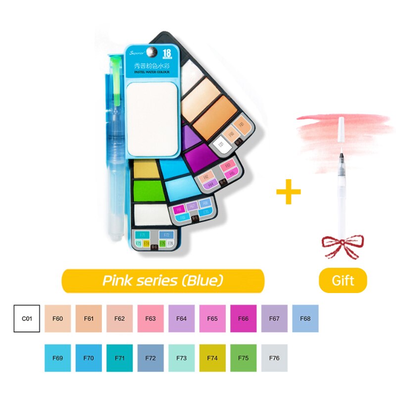 8/25/33/42 Solide Aquarel Verf Set Met Water Borstel Pen Opvouwbare Reizen Water Kleur Pigment Voor Draw: 18 blue set