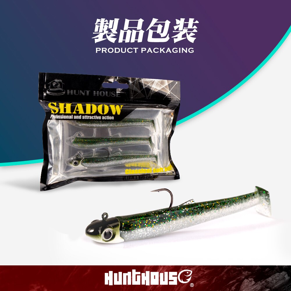 Hunthouse Official Store Fishing Soft Lure sinking 10g/15.3g/20.7g 100mm Jig Head Reflective Wobbler Crazy Eel for bass pike