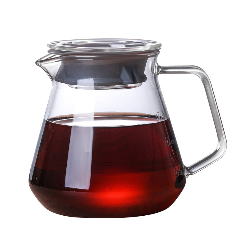 Borosilicate Glass Coffee Pot with Lid Pour Over Coffee Maker Hario V60 Portable Drip Kettle Tea Pots Espresso Coffe Percolator: 500ml
