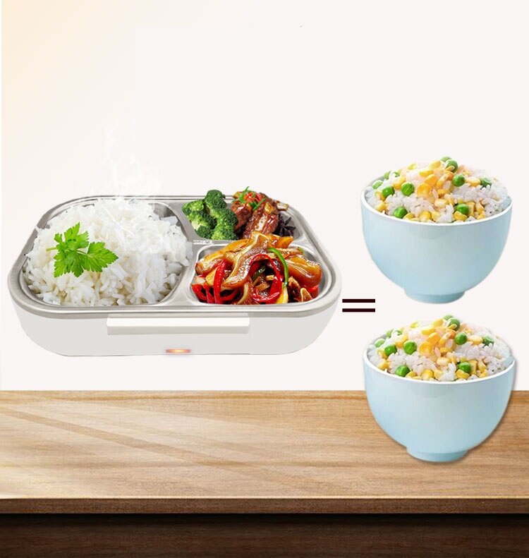 12V 24V 220V 1L Household Car Electric Heating Box With Stainless Steel Inner Mini Portable Electric Multi Cooker