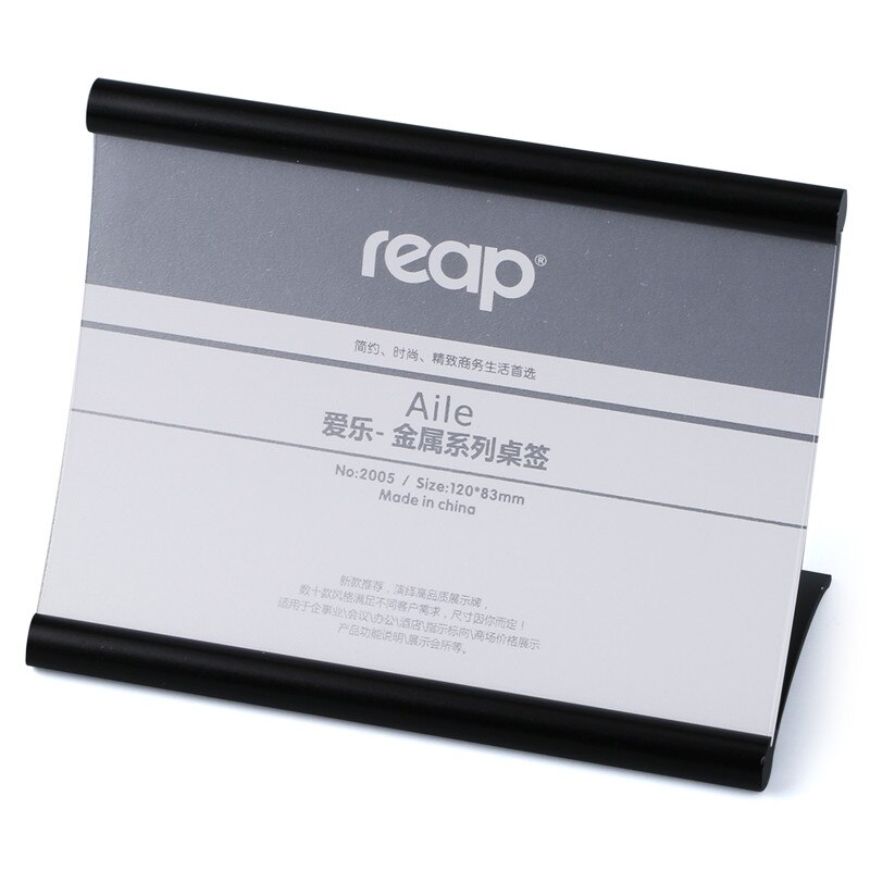 5- pak reap alie aluminium l-form bordskilt holder kort display stand bord menu service label kontor klub business restaurant: 5805 80 x 120 sorte