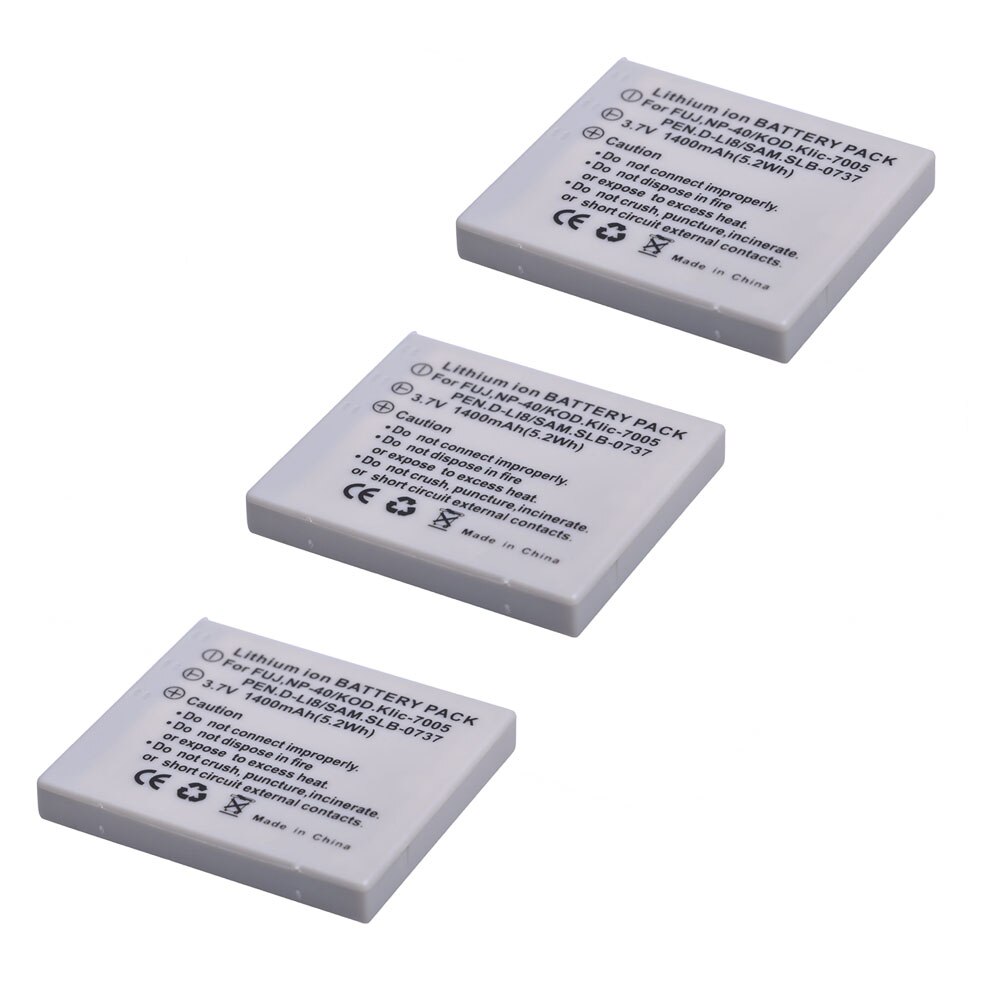 1400mAh NP 40 NP-40 Battery for BENQ DLI-102 FUJIFILM NP-40 NP-40N KODAK KLIC-7005 PENTAX D-LI8 D-Li85 SLB-0737 Batteries NP40N.: 3 Batteries