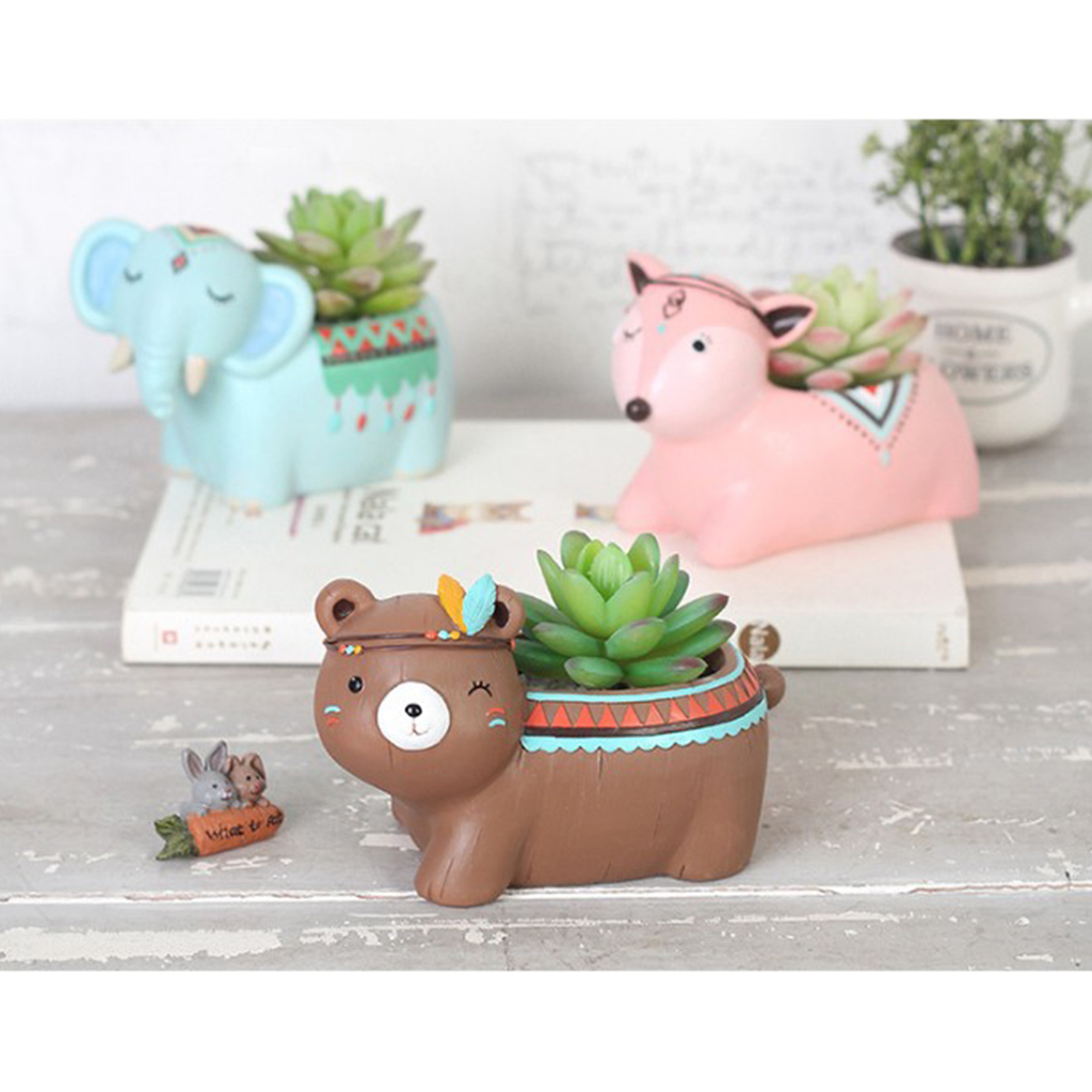 Resin Succulent Pot Cacti Plant Box Fairy Garden DIY Indoor Outdoor Decor