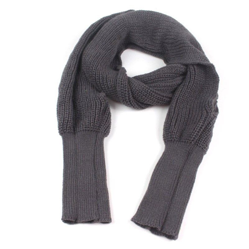 K-star vinter varmt sjal tørklæder efterår tørklæde tæppe kvinder ensfarvet strikket sweater toppe tørklæde med ærme wrap: Mørkegrå