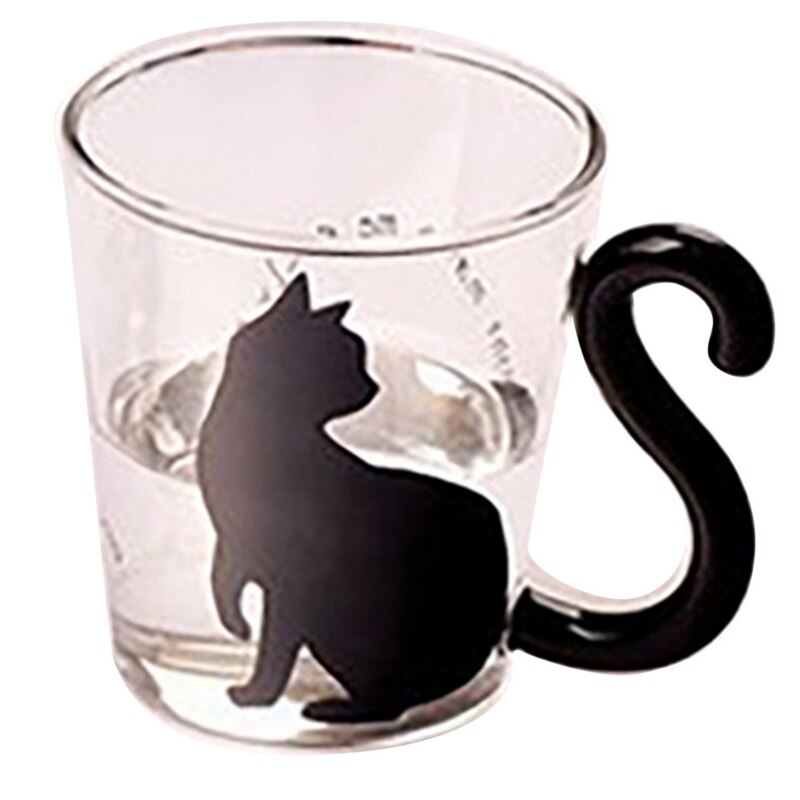 Urijk bærbar kop sød kat glas te tumbler mælk kaffekop hjemmekontor kop par glas krus kopper: 5