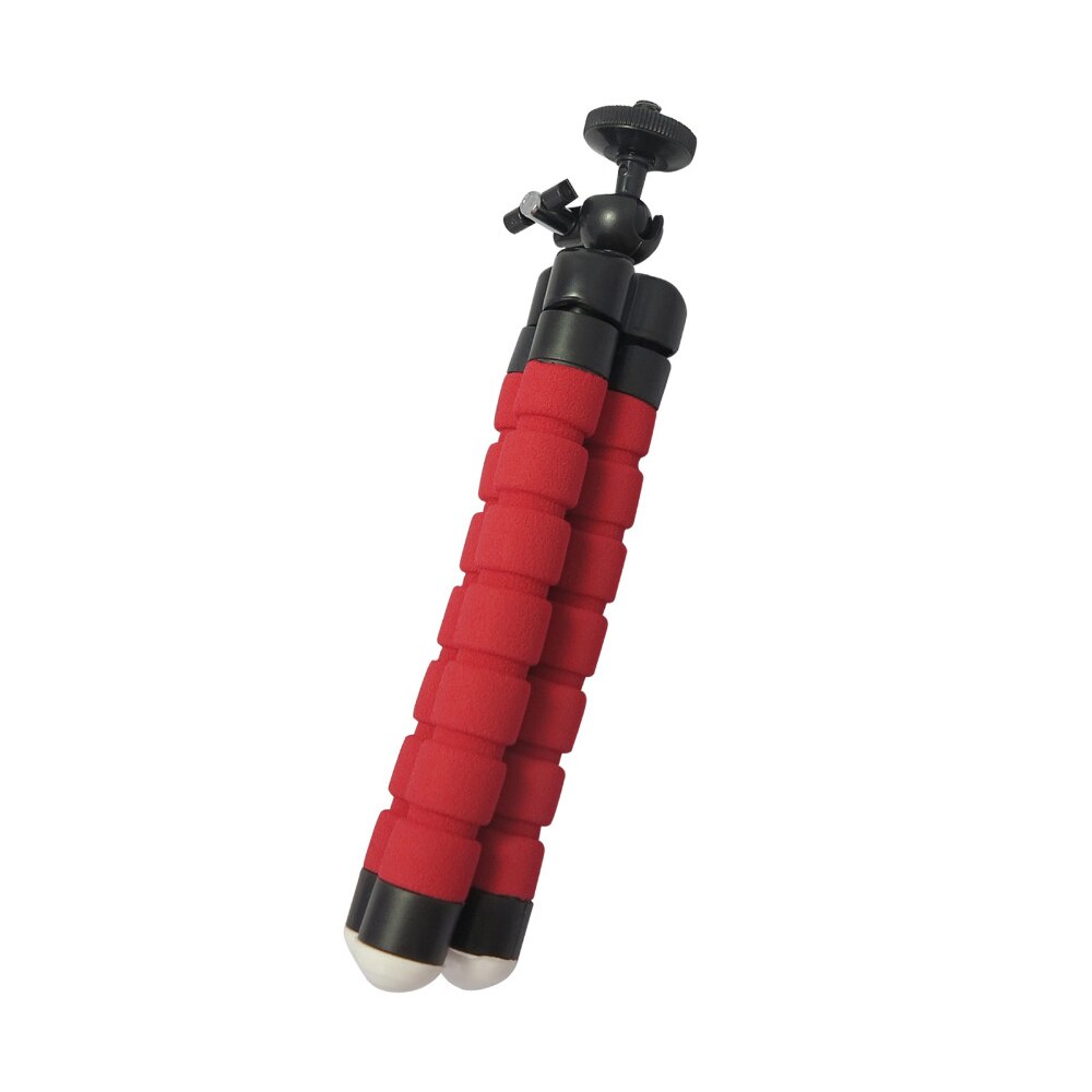 Portable Mini Sponge Cell Phone Tripod Lightweight Camera Tripod Stand @M23: Red With Clip
