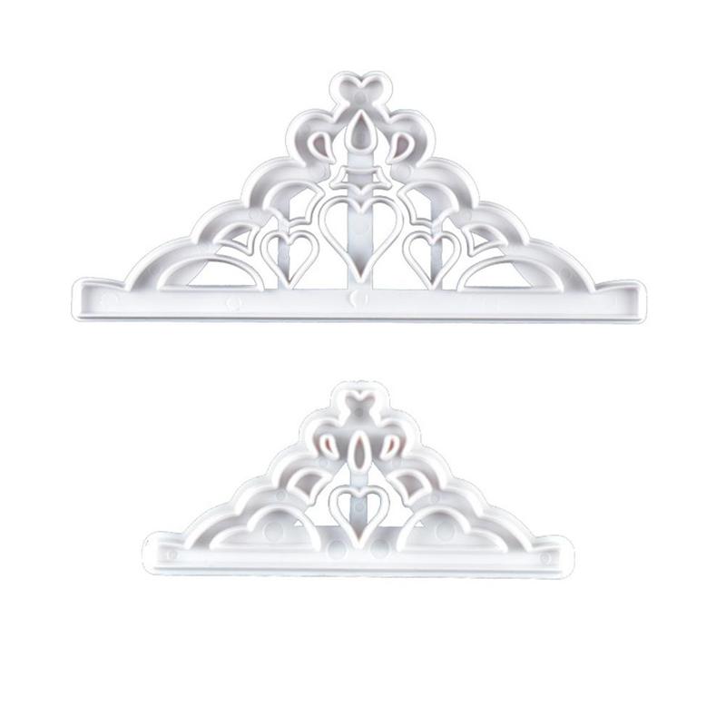 2Pcs Crown Plastic Fondant Cutter Cakevorm Fondant Cupcake Decorating Gereedschap Set Decoreren Gereedschappen Chocolade Gumpaste Mold: Default Title