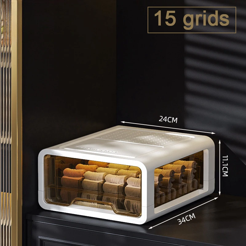 Thickened Stackable Drawer Storage Box Clear Underwear Organizer for Home Closet Clothing Storage Transparent Drawer Organizer: light yellow