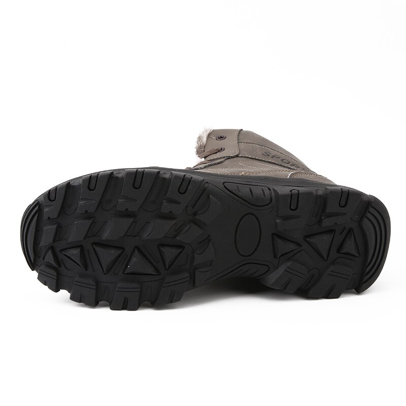 Brand Leather Ankle Snow Waterproof Men Boots Winter Fur Snow boots Plush Warm Male Casual Boot Sneakers Outdoor Boots