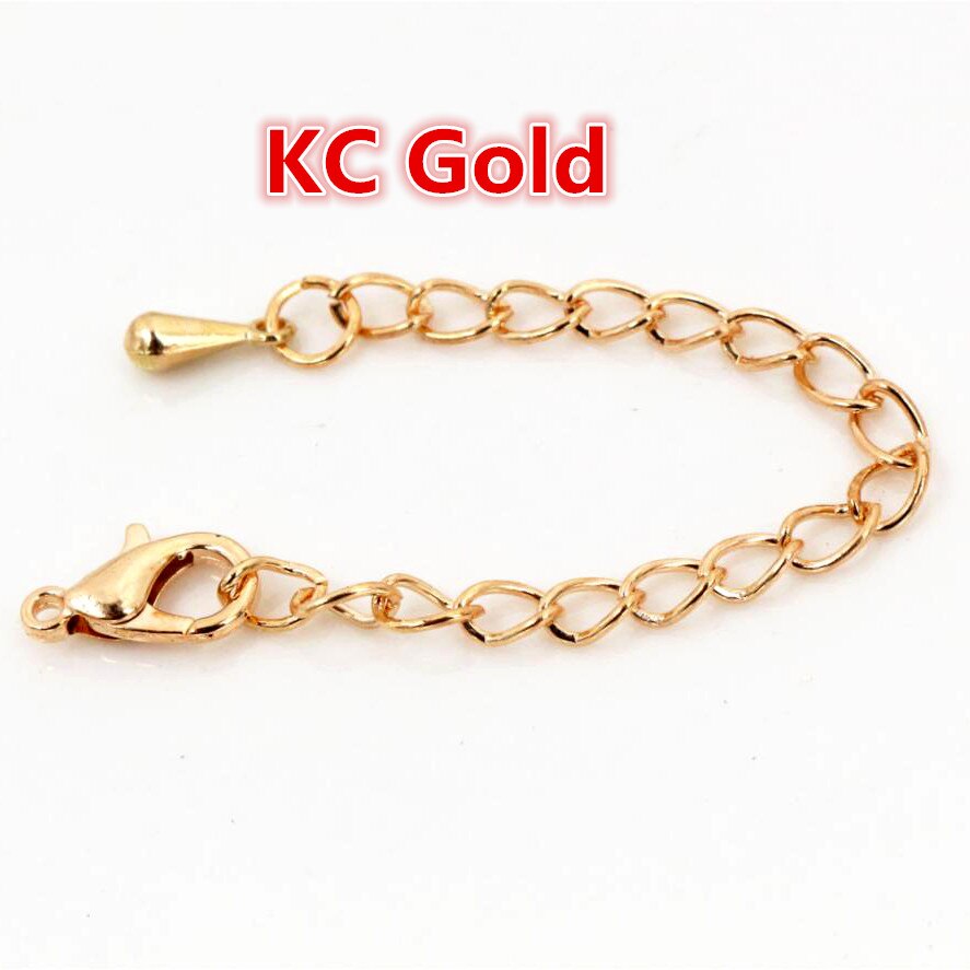 10 stücke 50mm/70mm Länge Länger 5x4mm Handgemachte Verlängerung Kette mit Hummer Verschluss und tröpfchen Für Armband Halskette Schwanz Kette: KC Gold / 50mm