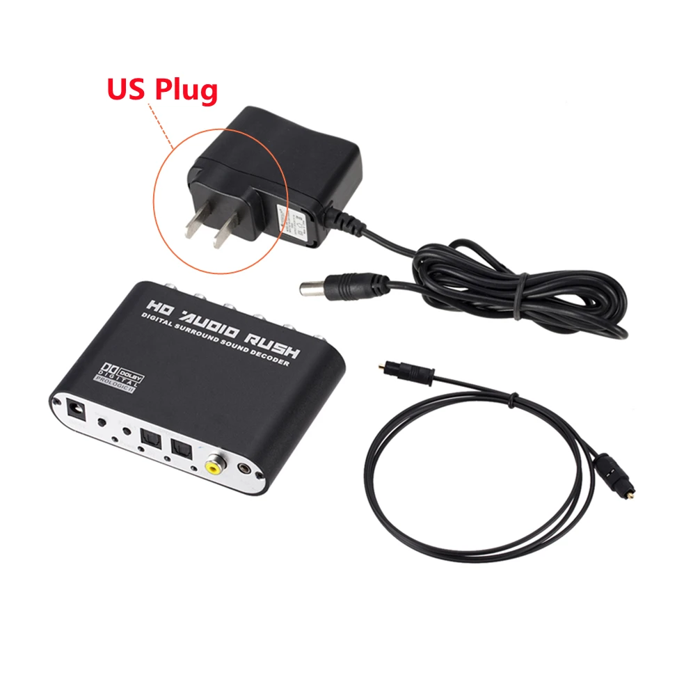 GRWIBEOU 5.1 CH Digitaal naar Analoog Audio Converter Decoder Versterker Audio SPDIF Coaxiaal naar RCA DTS AC3 Optisch Digitaal naar Analoog: Black