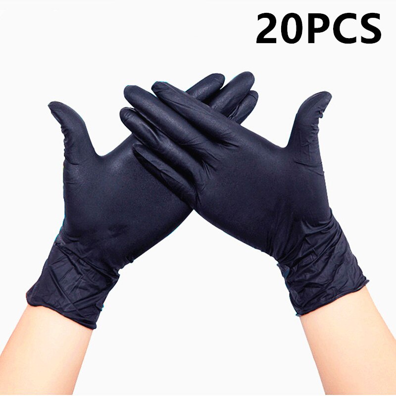 20 Stks/set Multifunctioneel Wegwerp Handschoenen Nitril Handschoenen Latex Handschoenen Keuken Bakken Handschoenen Tuin Schoonmaken Waterdichte Handschoenen: 20PCS Black / M