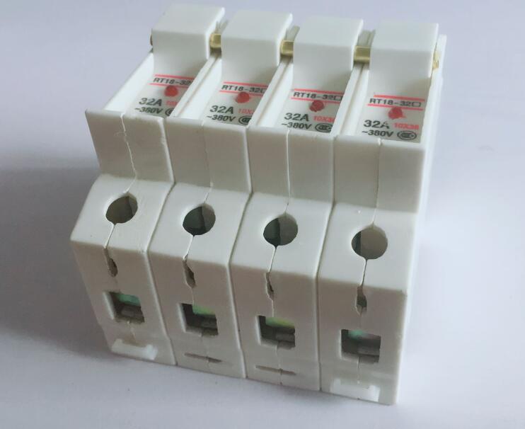 RT18-32 10*38mm Gids installeren de zekering zekering base met licht 380 V 500 V 4 P 32A