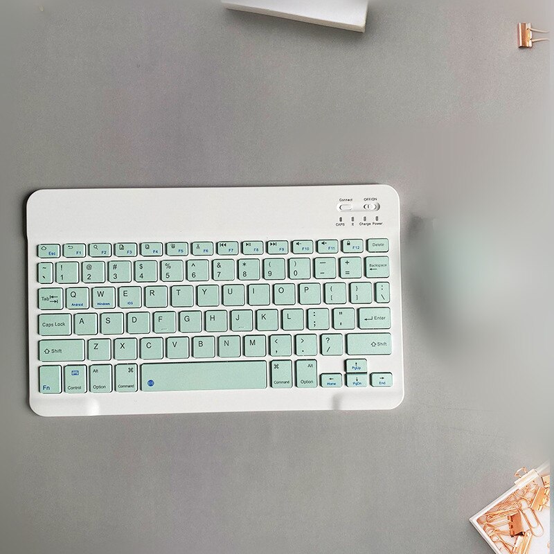 10 Inch Tablet Draadloos Toetsenbord Voor Samsung Xiaomi Huawei Teclado Bluetooth-Compatibel Toetsenbord Muis Voor Ios Android Windows: Key Green