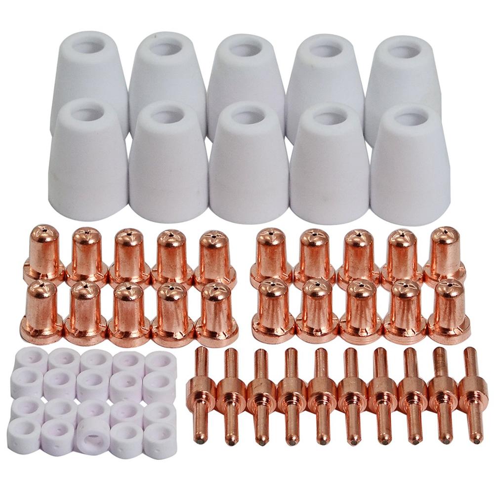 ESAB/L-TEC PT-31 JG-40 WSD-LG40 Plasma Electrode Tips Nozzle Extended Shroud Shield Cup Kit Fit CUT 50D 50 Plasma Cutter 70pcs