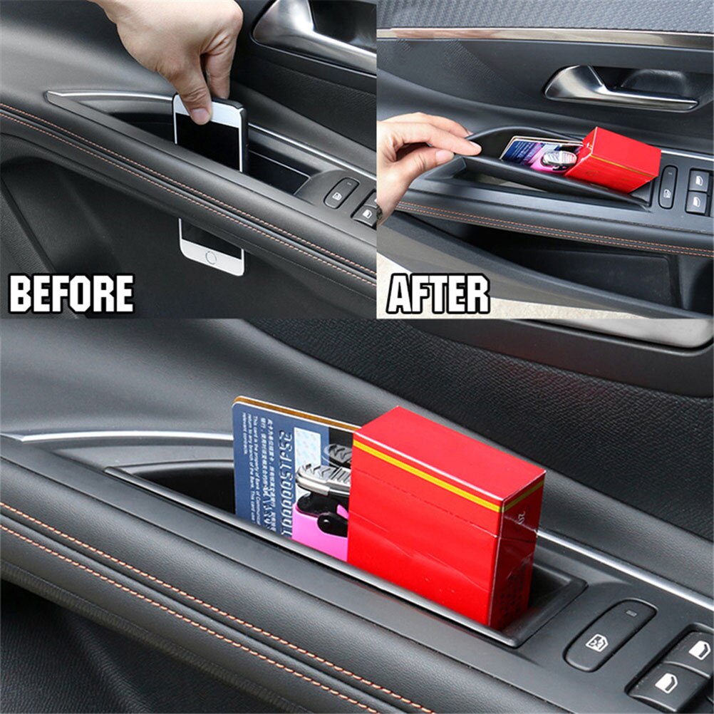 2Pcs Cars Front Door Handle Storage Box Tray Container Car Parts Accessories For PEUGEOT 3008 5008