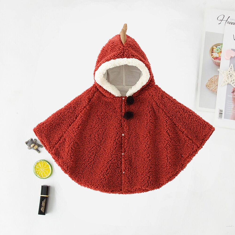 LZH autunno inverno bambini scialle cartoni animati neonati cappotto abbigliamento per neonato mantello 2021 uscire cappotto antivento per bambino: Red wine