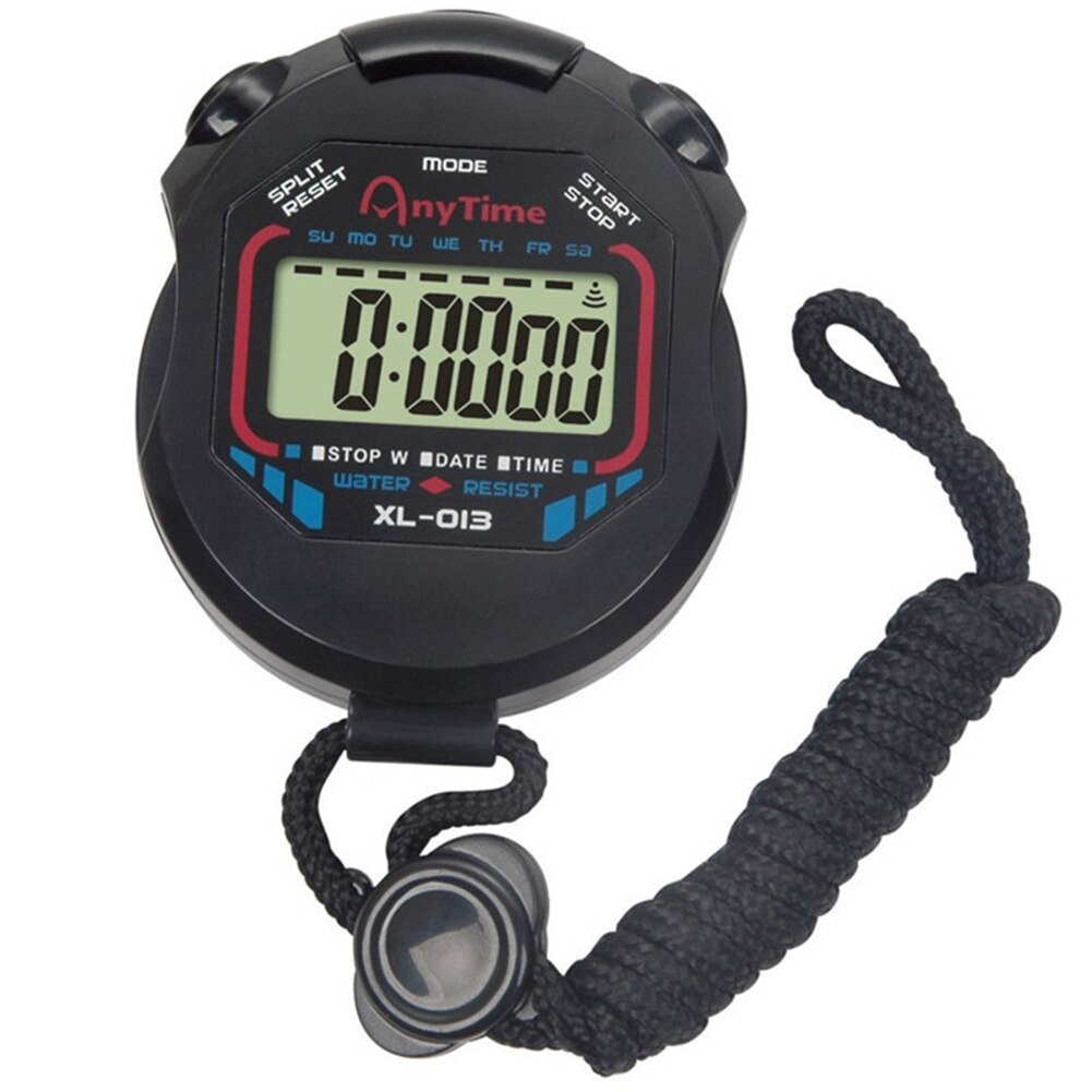 Classic Waterproof Digital Handheld LCD Handheld Sports Stopwatch Timer Stop Watch with String: A