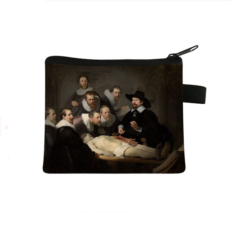 Van gogh/michelangelo/da vinci bolsas de moedas arte mulheres batom bolsa estrelado/senhora mini bolsa de cartões: lqb-art01