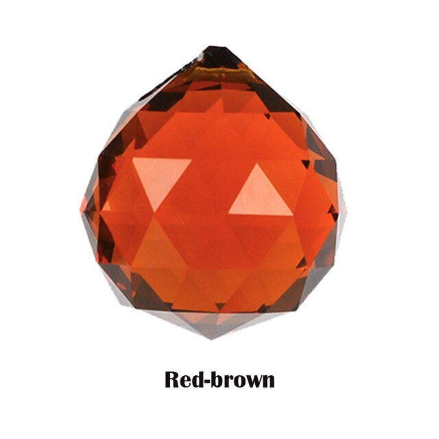 20mm Klar Kristall Beleuchtung Ball Feng Shui Lampe Ball Prisma Regenbogen Sonne Fänger hause Hochzeit Party Dekoration: rot-Braun