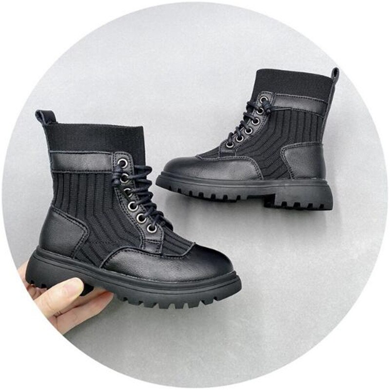 Neue Mädchen Stiefeletten Herbst Schwarz Kinder Schuhe Baby Atmungsaktive Flache Student Leistung Leder Stiefel Kinder Kleinkind 04: 33