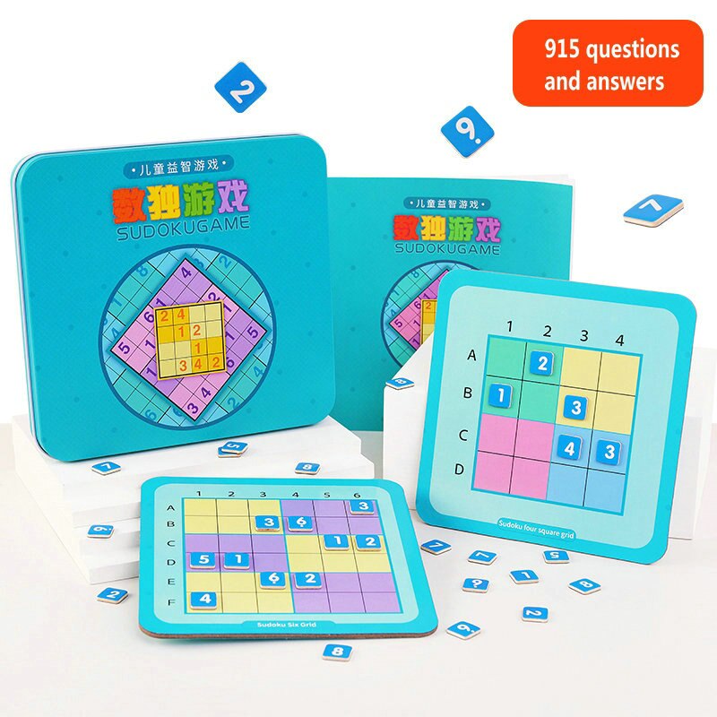 Jeu Sudoku magnétique 4 en 1, boîte en fer emballée, jouet d&#39;apprentissage arithmétique pour enfants, fournitures scolaires à domicile, Puzzle 3d éducatif, pour bébé