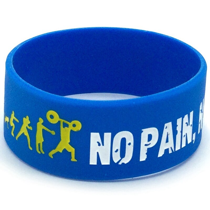 1Pc Iedereen Fit No Pain No Gain Siliconen Polsbandje Brede Band Motto Rubber Armbanden & Bangles Armband: BL