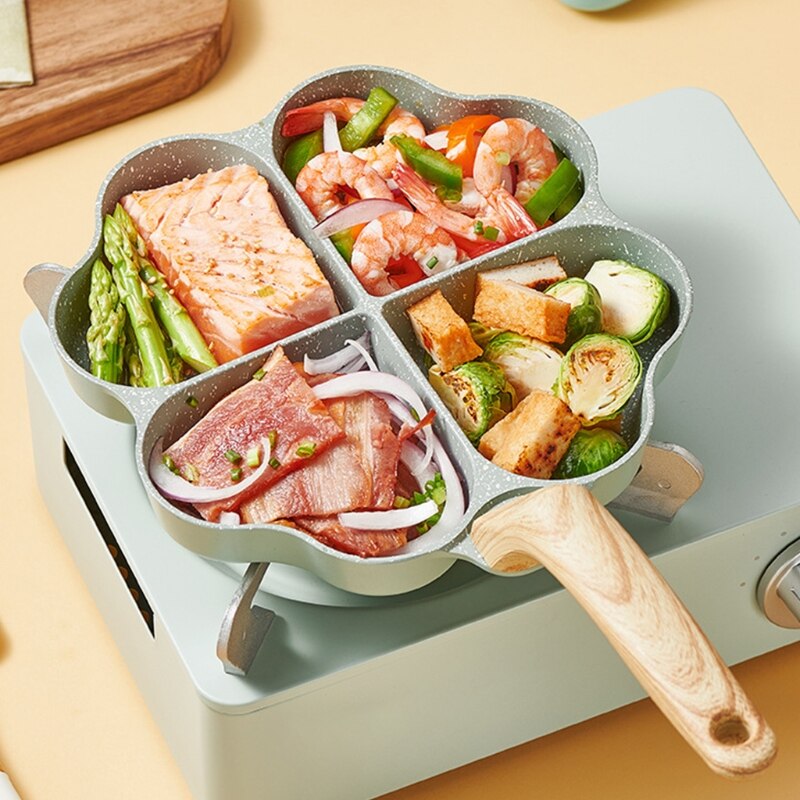 Thickened Omelet Pan DIY 4 Hole Heart-Shaped Kitchen Tool Cooking Durable Nonstick Eggs Frying Pan Crepe Pan