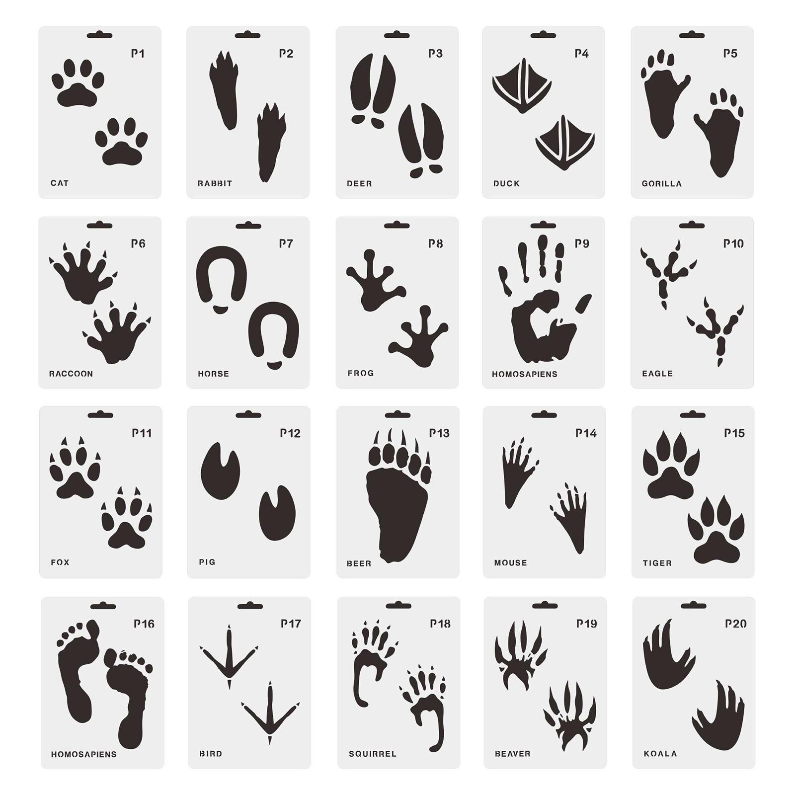 20pcs Stencils Drawing Templates for Painting on Paper Window Glass Door Wall, Art Diy Home Decor Scrap Booking Album Crafts