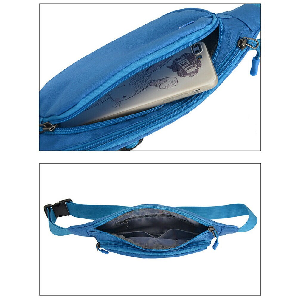 Casual unisex fanny pack ensfarget utendørs sport løping midjeveske brystveske belteveske + hodetelefonhull