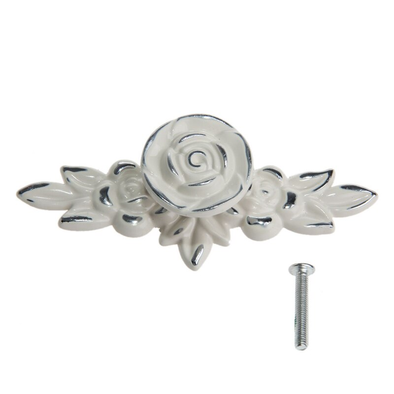 Pull Handvat Deur Antiek Goud Rose Kabinet Handvat Deur Lade Dressoir Kast: Chromium Lvory White