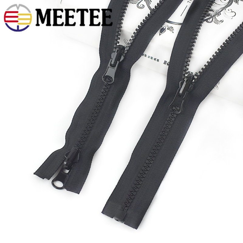 Meetee 60-100cm 5# Resin Zippers Double-sided Slider Open-end Zipper for Coat Jacket Repair Zip DIY Sewing Garment Accessories