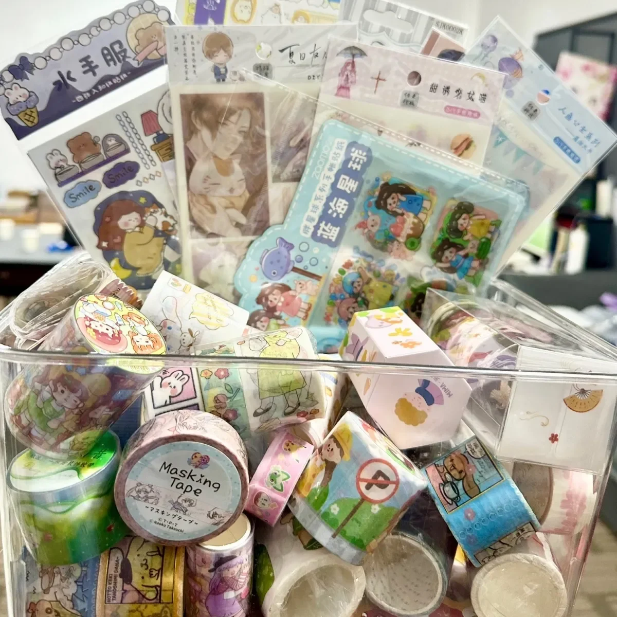 500g Random Washi Tape Set 50-60 Pcs No repeat Stationery Stickers Adhesive Masking Tape Scrapbooking Kawaii Journal Supplies