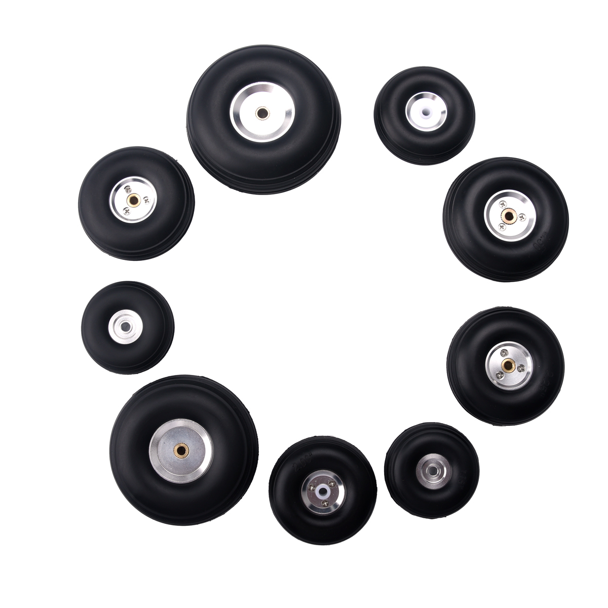 Roue en PU pour modèle d'avion RC, avec moyeu en alliage d'aluminium, 1/1, 2 pièces 25/1.5/1.75/2/2.25/2.5/2.75/3/3.25/3.5/3.75/4/4.5/5 pouces