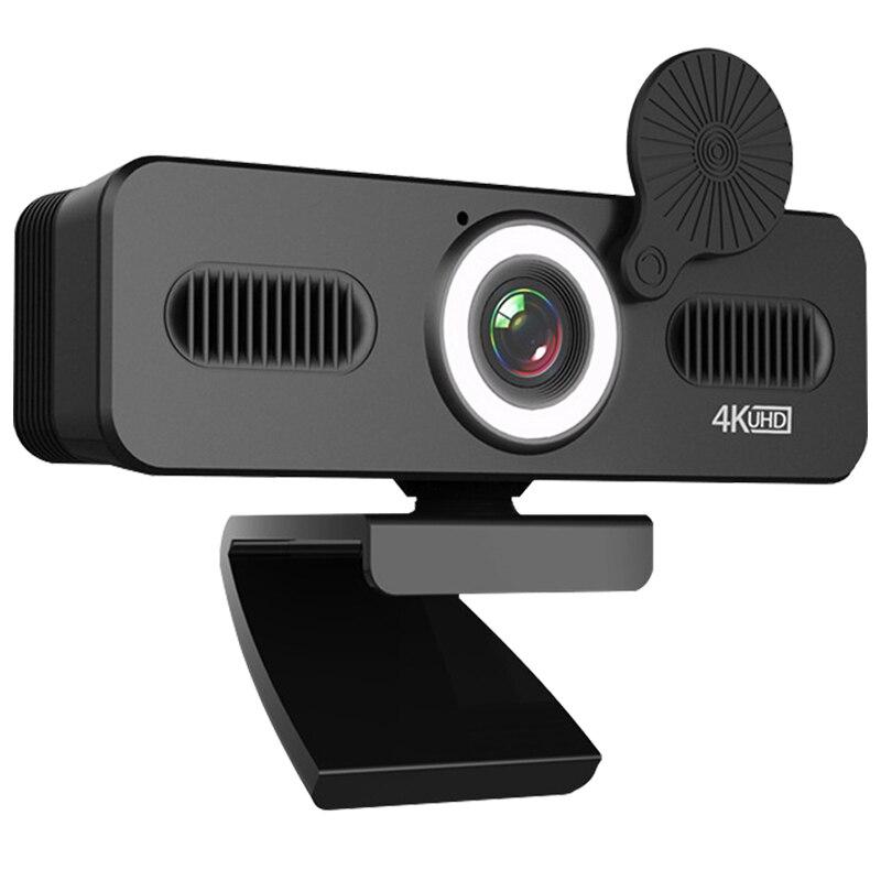 Tishric C360 Webcam 4K Web Camera Met Microfoon Webcam Pc Camera Hd Webcam Usb Camera Computer Camera Met vul Licht Cover: Default Title